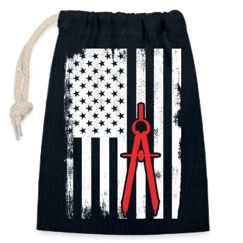 Architecture USA Drapeau - Sac cadeau en coton avec cordon (14 x 20 cm) - bleu marine - Devant