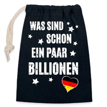 Finanzkrise - Verschließbarer Geschenkbeutel aus Baumwolle (14x20cm) - Navy - Vorne