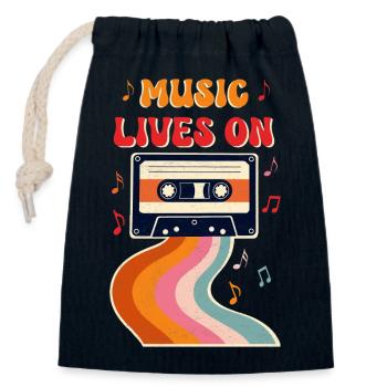 Retro Cassette Tape Shirt – Music Lives On Vintage - Closable cotton gift bag (14x20cm) - navy - Front