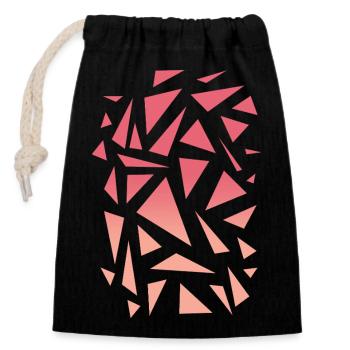 Motif triangulaire - Dégradé rose - Sac cadeau en coton avec cordon (14 x 20 cm) - noir - Devant