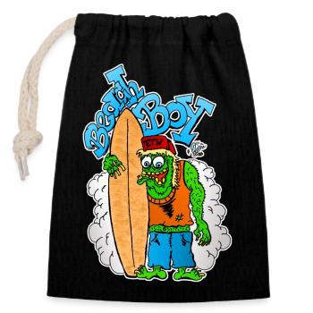 Beach Boy Surfer Monster - Verschließbarer Geschenkbeutel aus Baumwolle (14x20cm) - Schwarz - Vorne