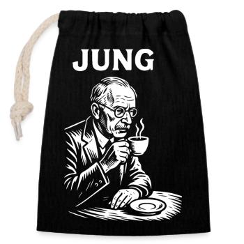 Carl Gustav Jung beim Kaffeetrinken - Verschließbarer Geschenkbeutel aus Baumwolle (14x20cm) - Schwarz - Vorne