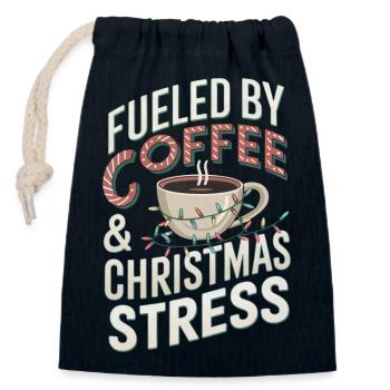 Christmas Coffee Humor - Closable cotton gift bag (14x20cm) - navy - Front