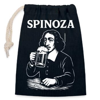Philosophe de la bière Spinoza - Sac cadeau en coton avec cordon (14 x 20 cm) - bleu marine - Devant