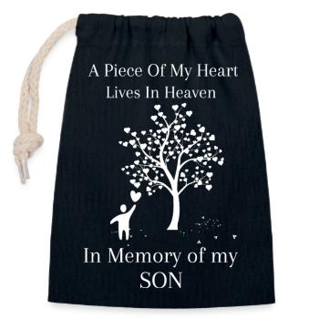 En mémoire de mon Fils - Sac cadeau en coton avec cordon (14 x 20 cm) - bleu marine - Devant