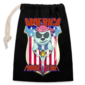 america phoque YEAH - Sac cadeau en coton avec cordon (14 x 20 cm) - noir - Devant