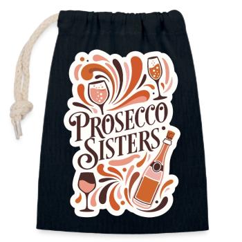 Prosecco Sisters Party - Verschließbarer Geschenkbeutel aus Baumwolle (14x20cm) - Navy - Vorne