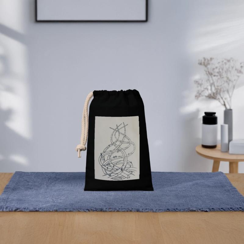 Loop labyrinth of paths Closable cotton gift bag (14x20cm)