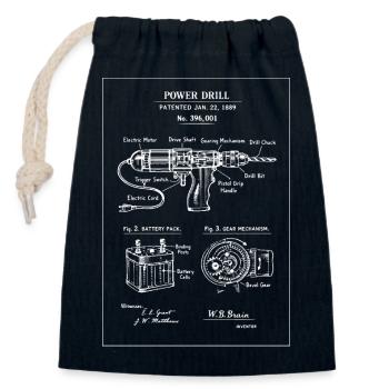 Skizze des Bohrer-Bauplans - Verschließbarer Geschenkbeutel aus Baumwolle (14x20cm) - Navy - Vorne