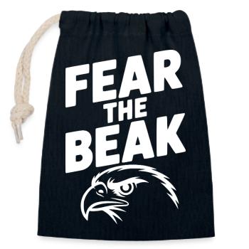 Peur du bec - Sac cadeau en coton avec cordon (14 x 20 cm) - bleu marine - Devant
