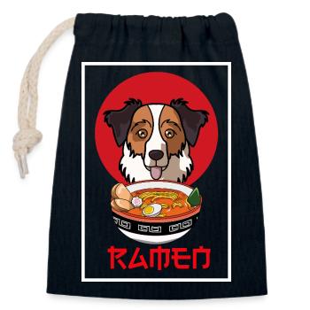 Australian Shepherd Dog Ramen-Nudelschalen-Kunst - Verschließbarer Geschenkbeutel aus Baumwolle (14x20cm) - Navy - Vorne