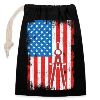 USA Patriotischer Architekt - Verschließbarer Geschenkbeutel aus Baumwolle (14x20cm) - Schwarz - Vorne