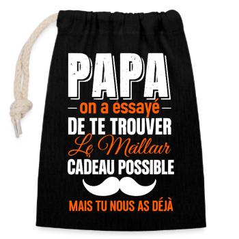 Dad looking for the perfect gift - Closable cotton gift bag (14x20cm) - black - Front