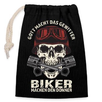 God makes the thunderstorm - bikers the thunder - Closable cotton gift bag (14x20cm) - black - Front