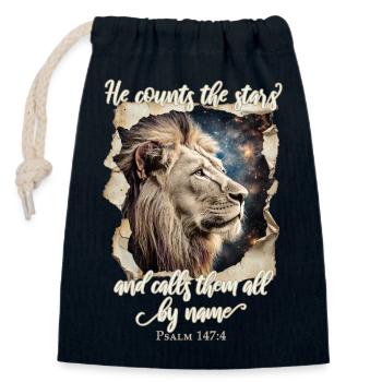 Leo Bible Verse Christian - Closable cotton gift bag (14x20cm) - navy - Front