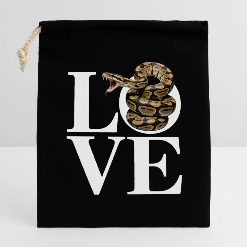 Königspython Schlangen LOVE Terrarium Python Verschließbarer Geschenkbeutel aus Baumwolle (14x20cm)