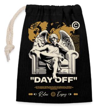 Day Off Angel on Throne - Closable cotton gift bag (14x20cm) - black - Front