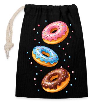 Colorful Donuts Illustration Set - Closable cotton gift bag (14x20cm) - black - Front