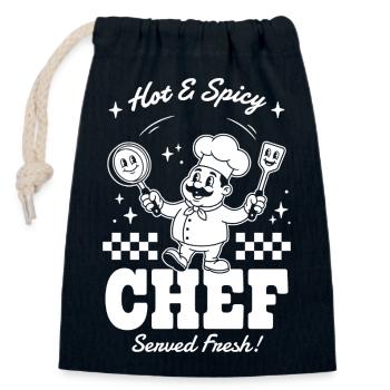 Kochzauber Hot & Spicy - Closable cotton gift bag (14x20cm) - navy - Front
