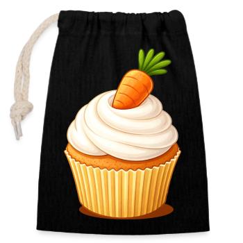 Carrot Cake Cupcake Illustration  - Verschließbarer Geschenkbeutel aus Baumwolle (14x20cm) - Schwarz - Vorne
