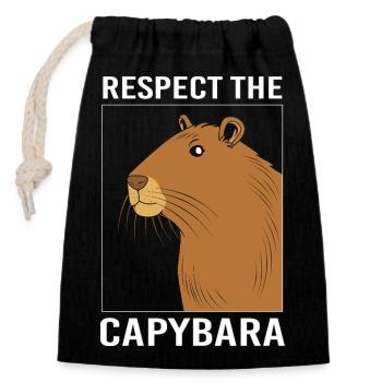 Capibara Capybara - Verschließbarer Geschenkbeutel aus Baumwolle (14x20cm) - Schwarz - Vorne