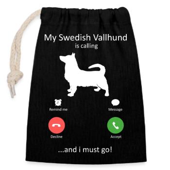 Schwedisches Vallhund-Hundeporträt Lebendige Ölmalerei - Verschließbarer Geschenkbeutel aus Baumwolle (14x20cm) - Schwarz - Vorne