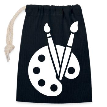 Malerei, Farbpalette, Pinsel, Kunst Symbol - Verschließbarer Geschenkbeutel aus Baumwolle (14x20cm) - Navy - Vorne