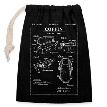 Coffin Blueprint Patent - Closable cotton gift bag (14x20cm) - black - Front