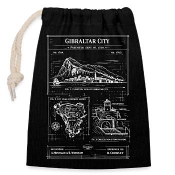 Gibraltar City Blueprint - Closable cotton gift bag (14x20cm) - black - Front