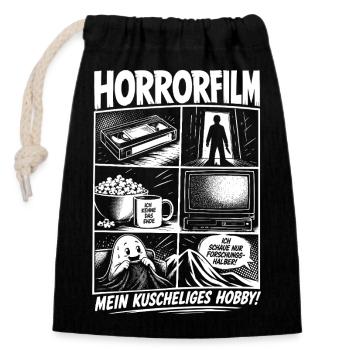 Horrorfilm Nostalgie VHS Kino Retro - Verschließbarer Geschenkbeutel aus Baumwolle (14x20cm) - Schwarz - Vorne