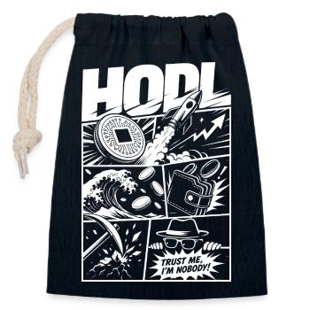 HODL Trust Me Crypto Meme - Verschließbarer Geschenkbeutel aus Baumwolle (14x20cm) - Navy - Vorne