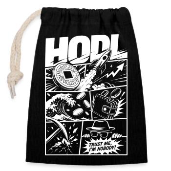 HODL Trust Me Crypto Meme - Sac cadeau en coton avec cordon (14 x 20 cm) - noir - Devant