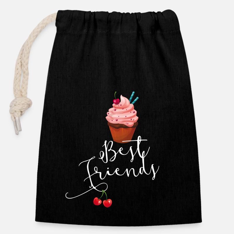 sweet cupcake süßer beste Freunde freundschaft - Verschließbarer Geschenkbeutel aus Baumwolle (14x20cm) - Schwarz