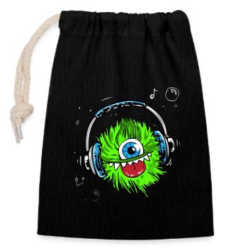 monster green Kopfhörer Musik Party Humor lol fun - Verschließbarer Geschenkbeutel aus Baumwolle (14x20cm) - Schwarz - Vorne