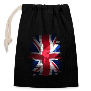 Union Jack skater Uk flag England London brexit - Closable cotton gift bag (14x20cm) - black - Front