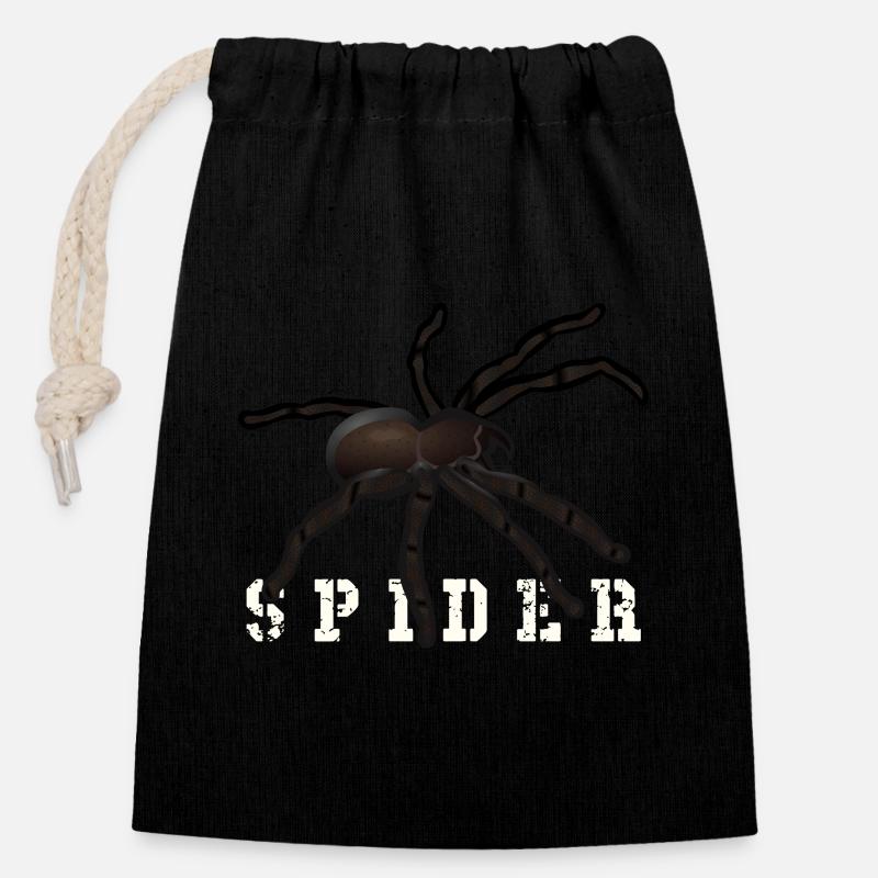 Spinne - Verschließbarer Geschenkbeutel aus Baumwolle (14x20cm) - Schwarz
