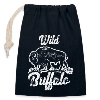 Animaux animaux Buffalo Bison Buffalo Wilderness Don - Sac cadeau en coton avec cordon (14 x 20 cm) - bleu marine - Devant