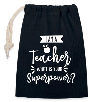 Teacher Gift Education Teacher Sayings School - Closable cotton gift bag (14x20cm) - navy - Front