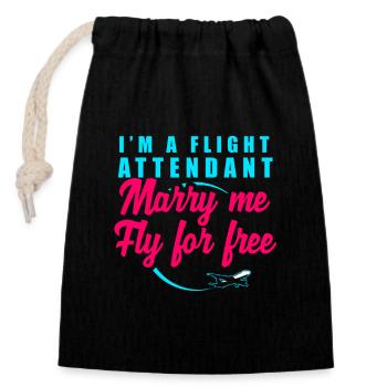 Hôtesse de l’air navigatrice Pilote Avion - Sac cadeau en coton avec cordon (14 x 20 cm) - noir - Devant