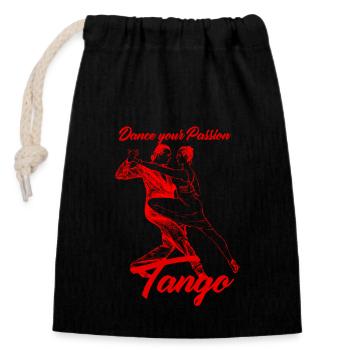 Tango Tanzen Tanzpaar Tanzschule - Verschließbarer Geschenkbeutel aus Baumwolle (14x20cm) - Schwarz - Vorne