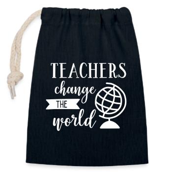 Teacher Gift Education School Sayings Teacher Training - Closable cotton gift bag (14x20cm) - navy - Front
