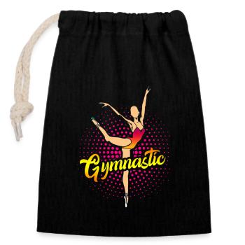 gymnastics - Closable cotton gift bag (14x20cm) - black - Front
