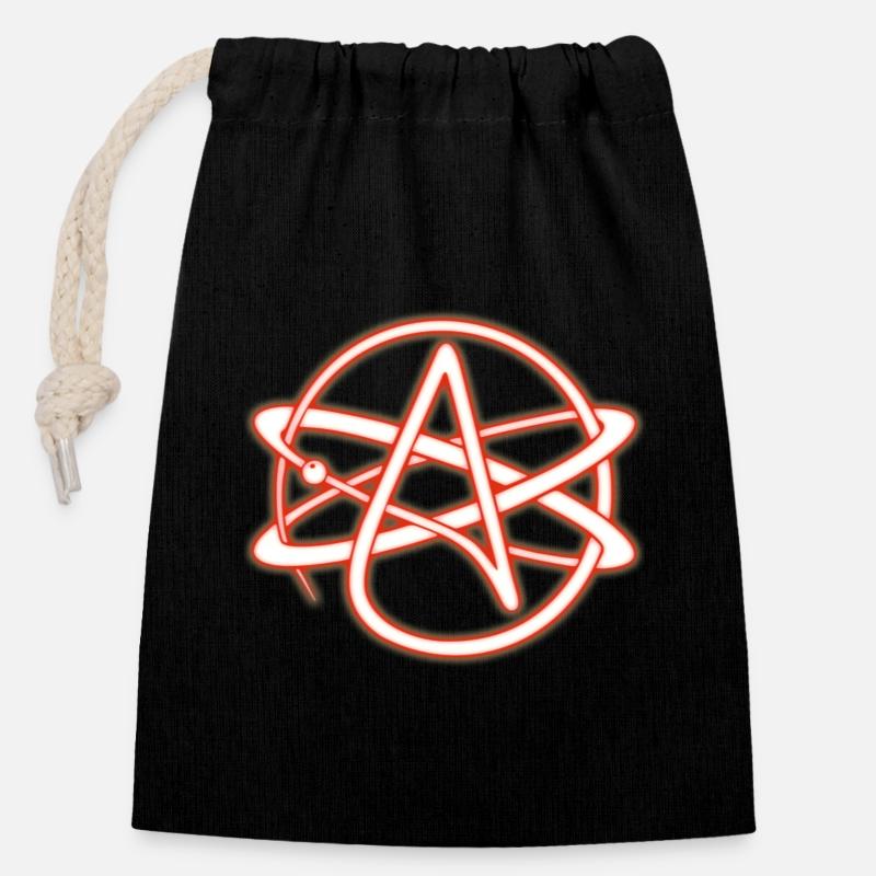 Atheist Symbol Red - Closable cotton gift bag (14x20cm) - black