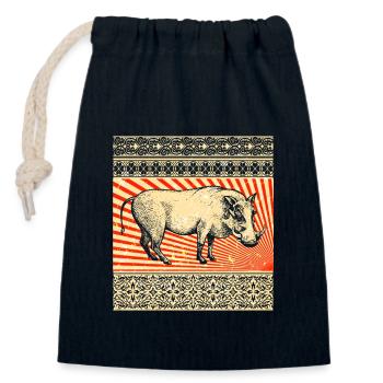 Warzenschwein - Verschließbarer Geschenkbeutel aus Baumwolle (14x20cm) - Navy - Vorne