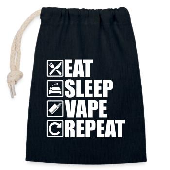 Eat Sleep Vape Repeat - Verschließbarer Geschenkbeutel aus Baumwolle (14x20cm) - Navy - Vorne