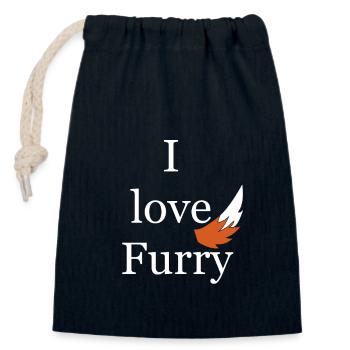 Ich liebe Furry I Love Furry Werwolf Fuchs Schwanz - Verschließbarer Geschenkbeutel aus Baumwolle (14x20cm) - Navy - Vorne