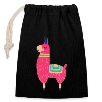 lama - Closable cotton gift bag (14x20cm) - black - Front