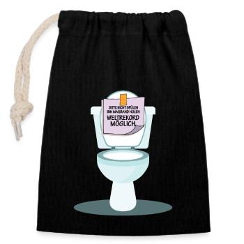 lustige sprüche toilette wc geschenk shirt - Verschließbarer Geschenkbeutel aus Baumwolle (14x20cm) - Schwarz - Vorne