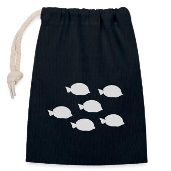 fish - Closable cotton gift bag (14x20cm) - navy - Front