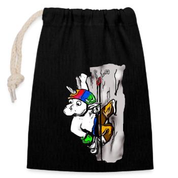 Licorne d'escalade - Sac cadeau en coton avec cordon (14 x 20 cm) - noir - Devant